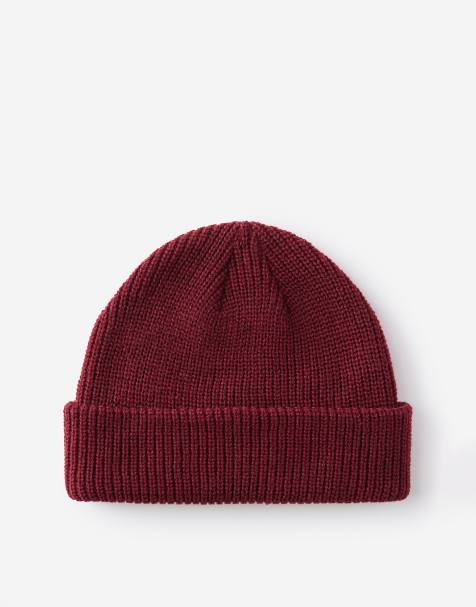 Cotton On Heavy knit beanie in plum - view 1