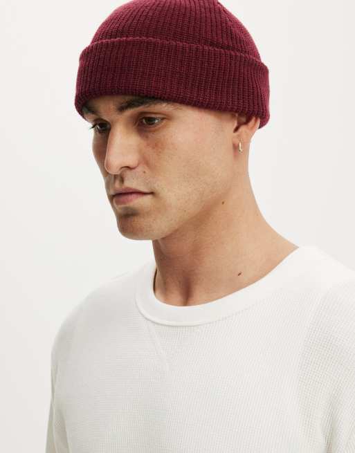Cotton On Heavy knit beanie in plum, 2 of 4
