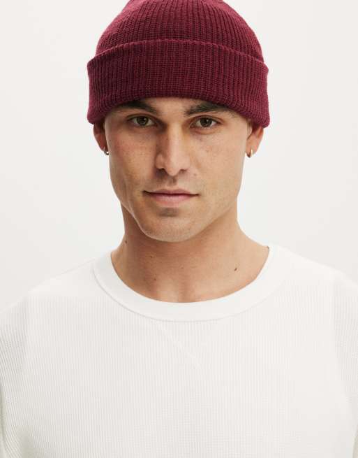 Cotton On Heavy knit beanie in plum, 4 of 4