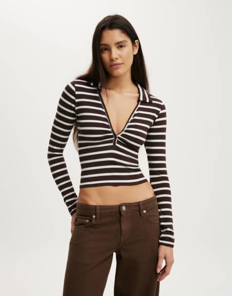 Cotton On Henley long sleeve polo in multi - view 1