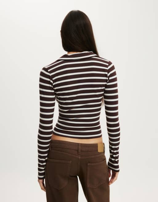 Cotton On Henley long sleeve polo in multi, 4 of 4