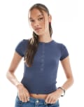 [Cotton:On] Cotton On henley short sleeve tee in collegiate navy-Blue 10 Collegiate navy