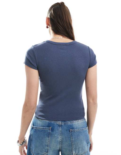 Cotton On henley short sleeve tee in collegiate navy, 3 of 4