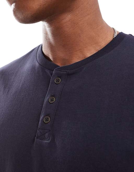 Cotton On – Henley-T-Shirt in Marineblau mit Knopfleiste, 2 von 4