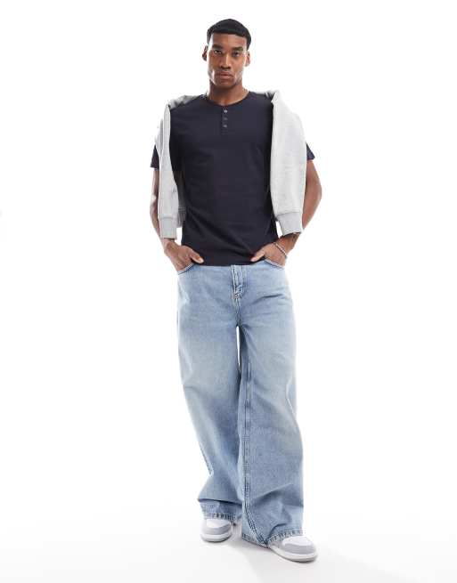 Cotton On – Henley-T-Shirt in Marineblau mit Knopfleiste, 3 von 4