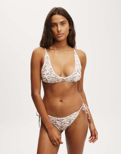 Cotton On High apex bikini top in off-white - view 1