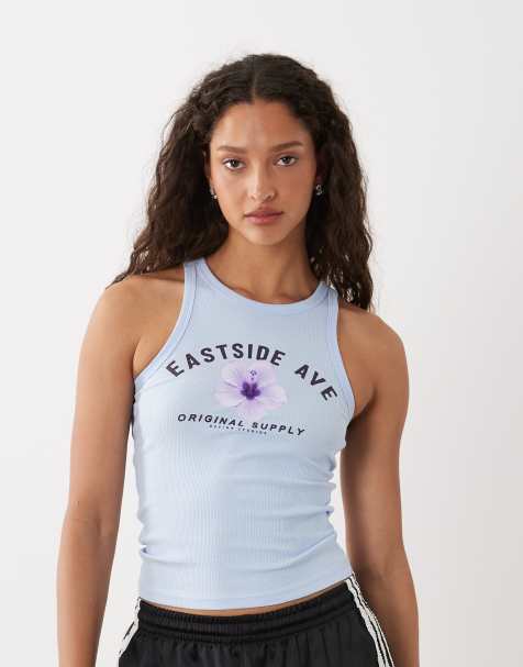 Cotton On high neck graphic tank in eastside - view 1