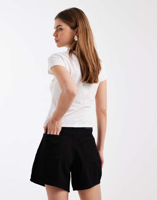 Cotton On high rise 90s denim shorts in aquarius black, 4 of 5