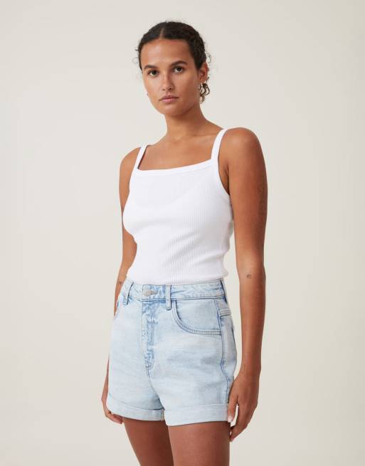 Cotton On High rise classic stretch denim short in air blue - MBLUE