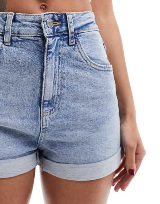 Cotton On high rise classic turn up denim shorts in blue wash , 4 of 5