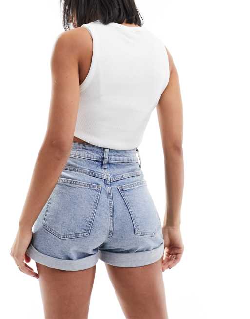 Cotton On high rise classic turn up denim shorts in blue wash , 5 of 5