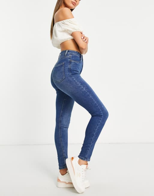 コットンオン レディース デニムパンツ ボトムス Cotton:On high waist skinny jean in mid wash blue  Blue