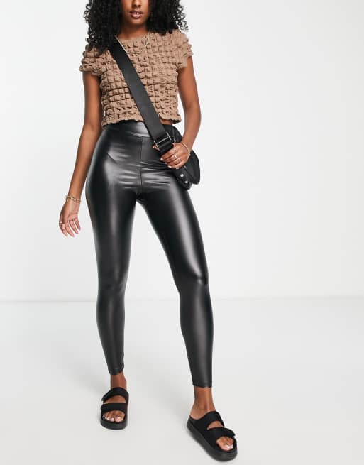 High Waisted Faux Leather Legging