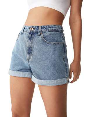 Cotton:On Cotton On highwaisted mom short in mid wash-Blue