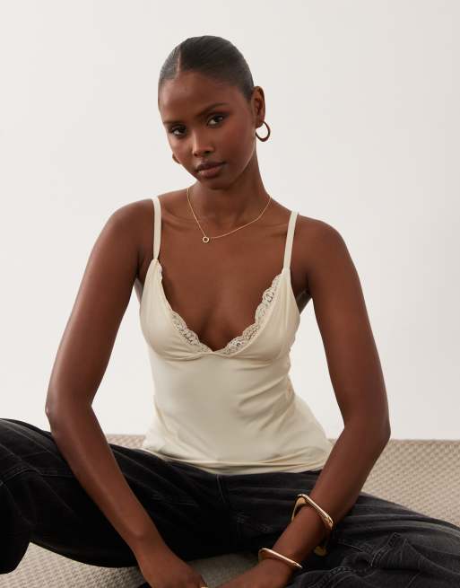 Cotton On - Hold Me - Cami met kanten rand in honing crème, 3 van 4