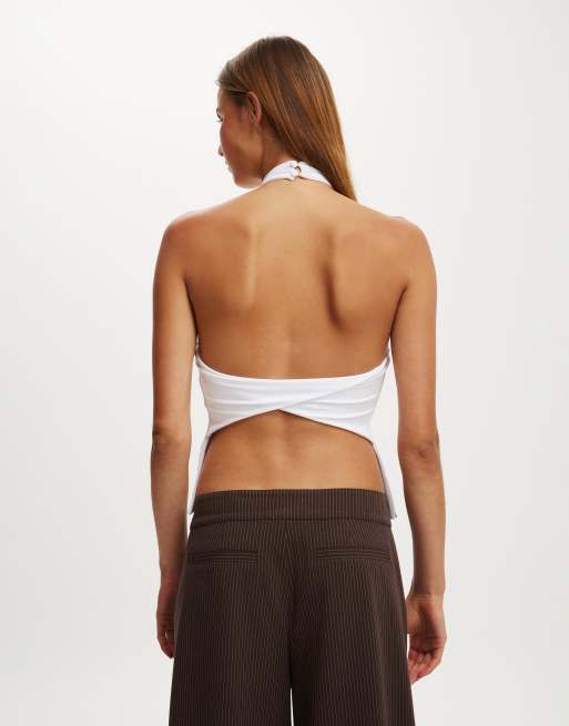 Cotton On Hold me halter twist back in white, 4 of 4