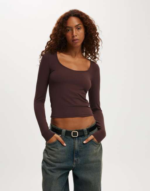 Cotton  On Hold me long sleeve in burgundy 