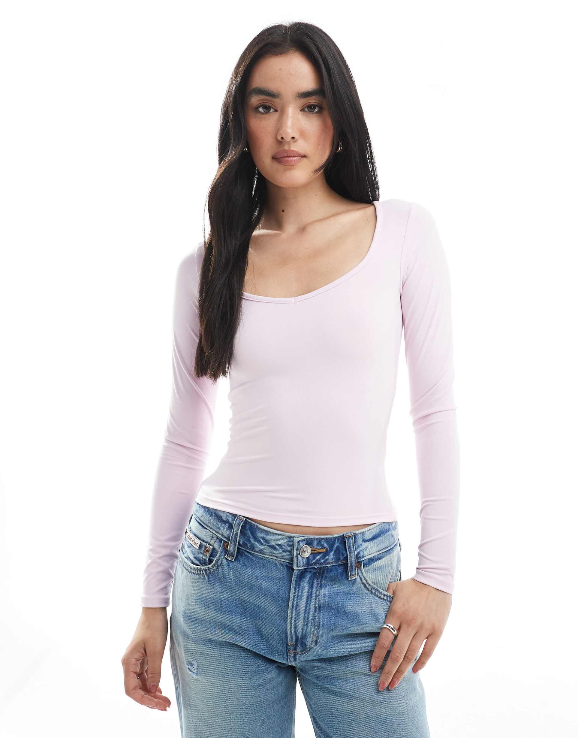 cotton on hold me long sleeve top in babydoll