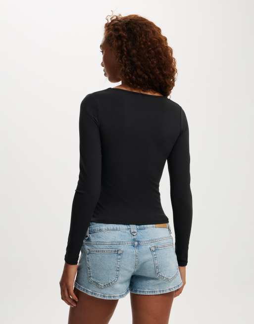 Cotton On hold me long sleeve top in black, 3 of 4