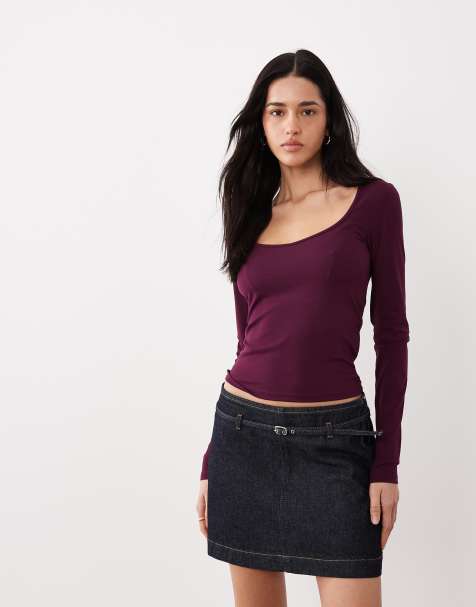 Cotton On Hold Me long sleeve top in blackberry - view 1