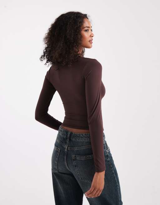 Cotton On Hold Me long sleeve top in brown, 4 of 4