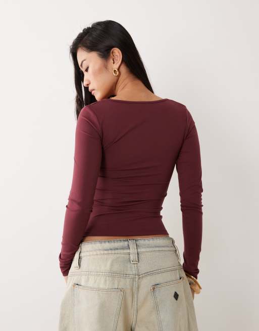 Cotton On Hold Me long sleeve top in sour cherry, 4 of 4