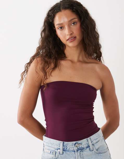 Cotton On hold me longline boob tube in blackberry - view 1