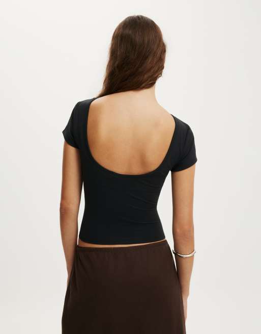 Cotton On Hold me scoop back tee in black, 4 of 4