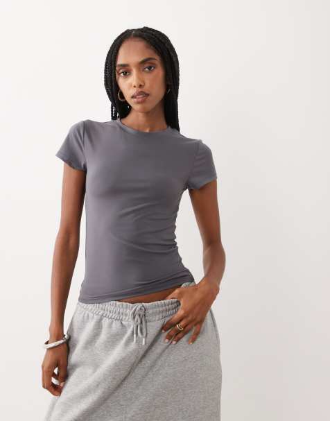 Cotton On hold me short sleeve crew neck top in total eclipse - view 1