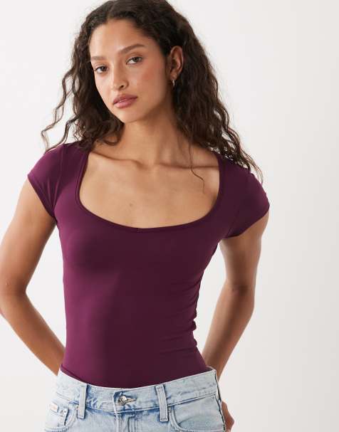 Cotton On hold me short sleeve top in blackberry - view 1