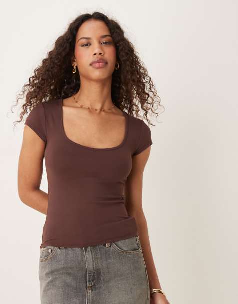 Cotton On Hold Me short sleeve top in burgundy - view 1