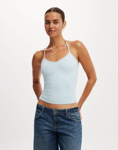 Cotton On Hold me tie halter in blue