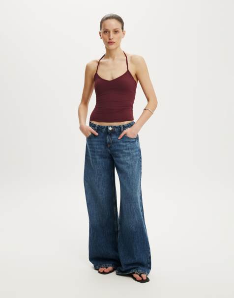 Cotton On Hold me tie halter in burgundy - view 1