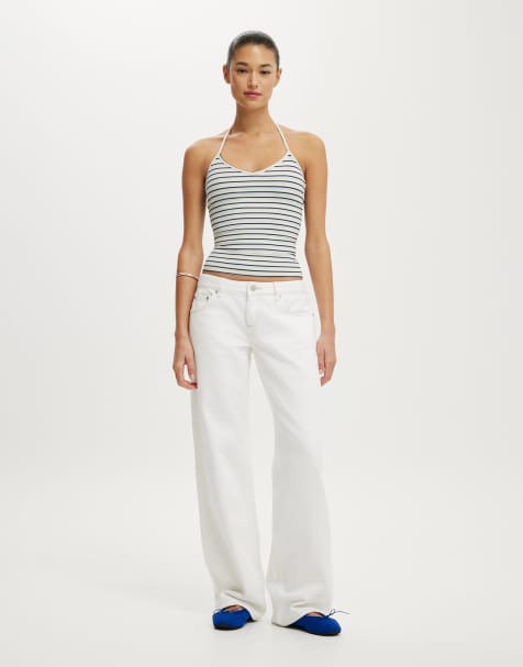 Cotton On Hold me tie halter in esme stripe marble mist - view 1