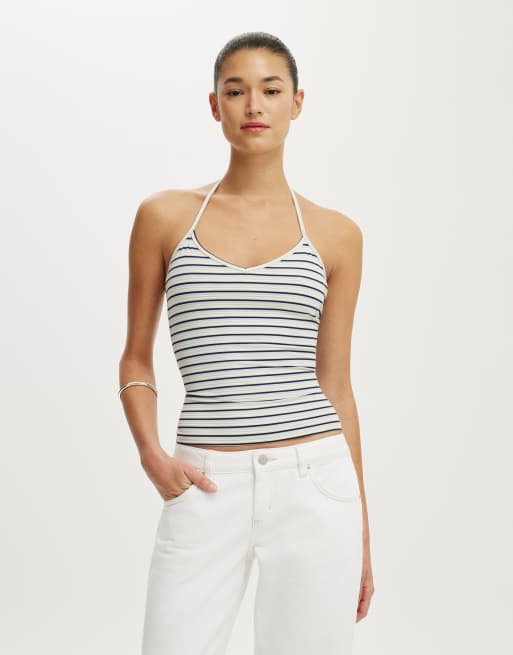 Cotton On Hold me tie halter in esme stripe marble mist, 2 of 4