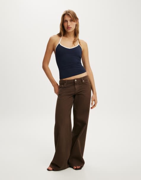 Cotton On Hold me tie halter in navy - view 1