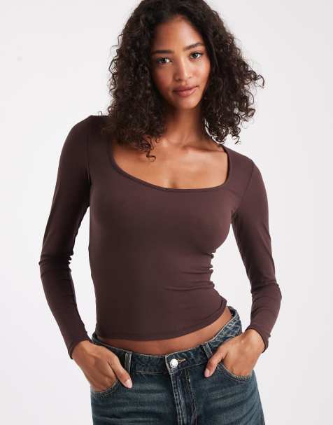 Cotton On - Hold me - Top met lange mouwen in bruin - view 1