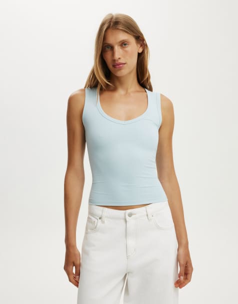 Cotton On Hold me v neck tank in blue - view 1