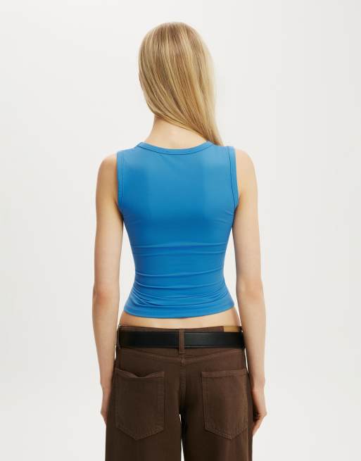 Cotton On Hold me v neck tank in blue, 4 of 4