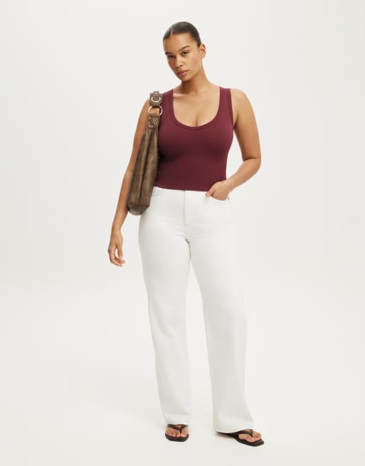 Cotton On Hold me v neck tank in burgundy, 2 of 4