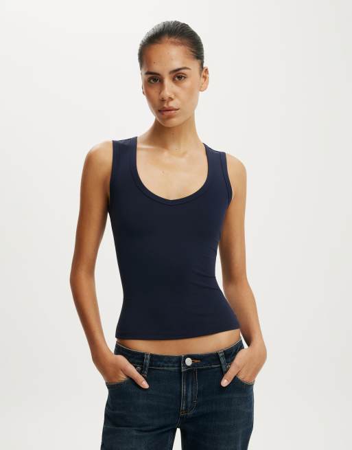 Cotton On Hold me v neck tank in navy, 2 of 4