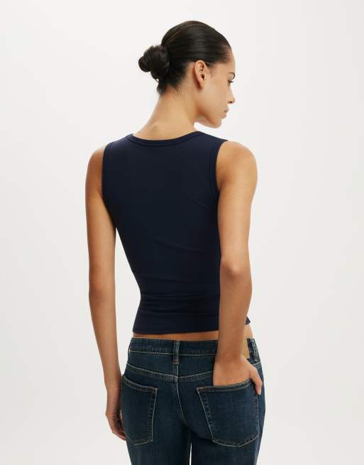 Cotton On Hold me v neck tank in navy, 4 of 4