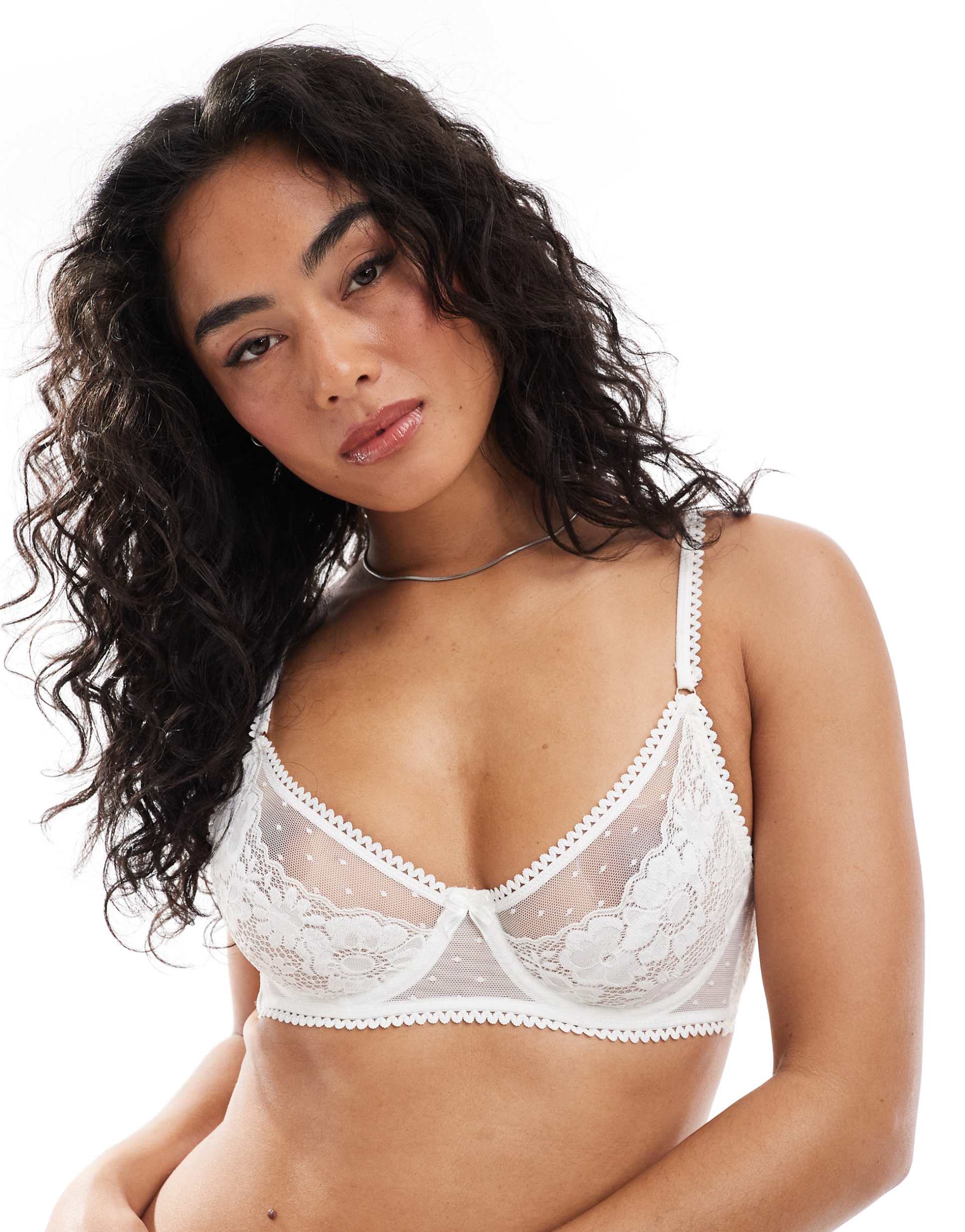 cotton on holly lace underwire bra with overlay in cream