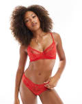 [Cotton:On] Cotton On Holly lace underwire bra with overlay in red 32C Red alert