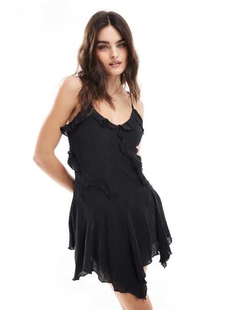 Cotton On Holly ruffle mini dress in black - view 1