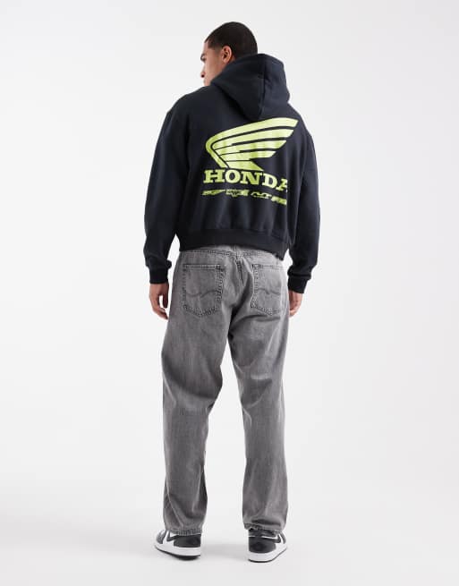 Cotton On - Honda Jt Racing - Felpa corta con cappuccio nero slavato, 2 di 5