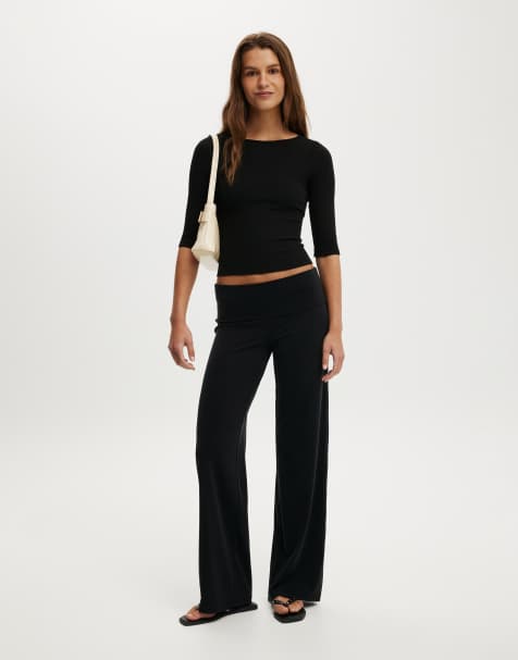 Cotton On Honey fold over pant in black - view 1