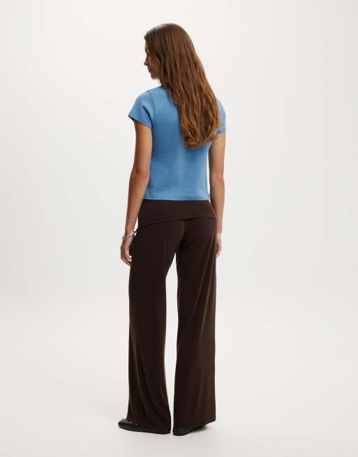 Cotton On Honey fold over pant in brown, 2 of 4