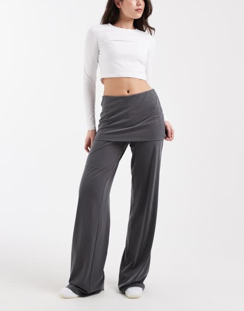 Cotton On honey skirt overlay trouser in charcoal
