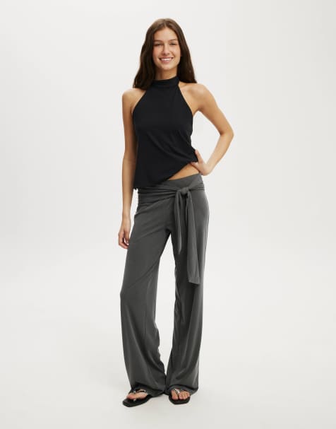 Cotton On Honey tie pant in charcoal